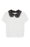 Alice And Olivia Ciara Short Sleeve Sweater In White