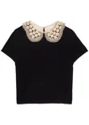 Alice And Olivia Ciara Short Sleeve Pullover With Collar In Black