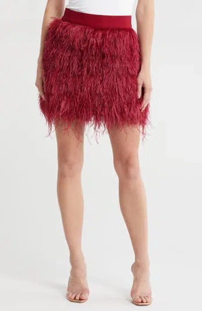 ALICE AND OLIVIA ALICE + OLIVIA CINA OSTRICH FEATHER MINISKIRT