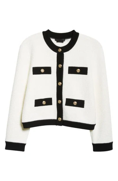 ALICE AND OLIVIA ALICE + OLIVIA CLAIRA CONTRAST TRIM CARDIGAN