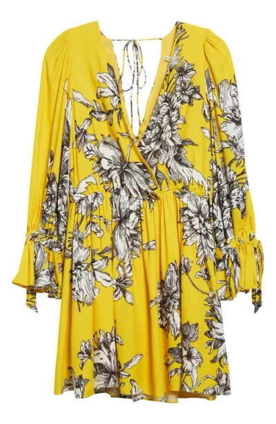 ALICE AND OLIVIA ALICE + OLIVIA CLARISSA FLORAL LONG SLEEVE MINIDRESS