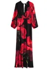 Shop Alice And Olivia Alice + Olivia Clarissa Floral-print Matte Satin Maxi Dress In Red