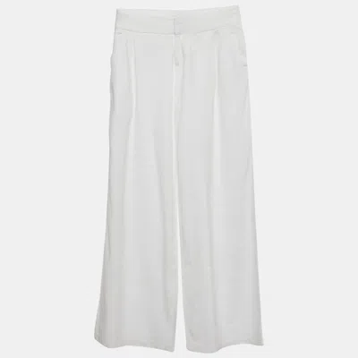 Alice And Olivia Alice + Olivia Classics White Cotton Wide Leg Pants