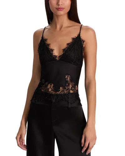 Alice And Olivia Alice + Olivia Claudia V-neck Lace Slip Top In Black