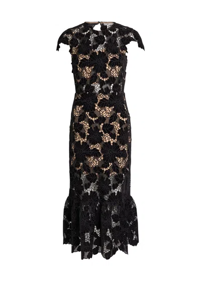 Alice And Olivia Clover Open Back Midi Dress In Black