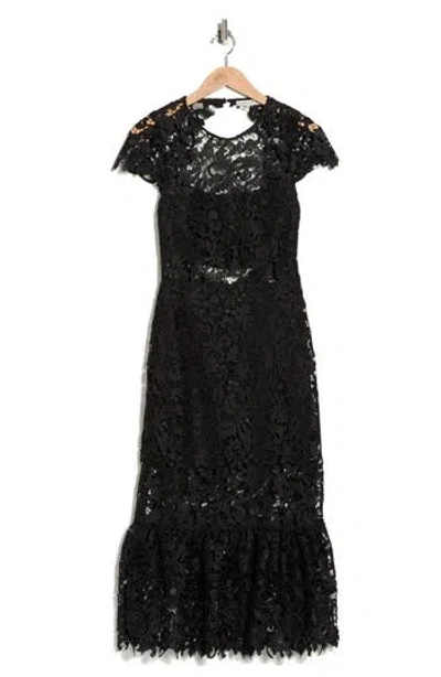 Alice And Olivia Alice + Olivia Clover Open Back Lace Dress In Black