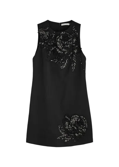 Alice And Olivia Alice + Olivia Clyde Embellished Satin Mini Dress In Black