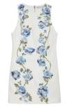 Alice And Olivia Clyde Embellished Shift Dress In Off White Multi