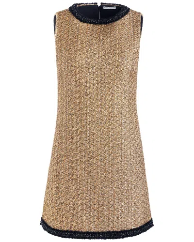 Alice And Olivia Clyde Aline Shift Dress In Gold