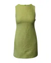 Alice And Olivia Alice + Olivia Clyde Tweed Shift Dress In Neon Yellow Cotton In Yellow