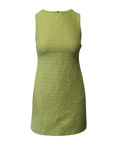 Alice And Olivia Alice + Olivia Clyde Tweed Shift Dress In Neon Yellow Cotton