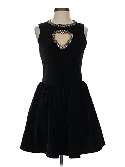 Alice And Olivia Ella Embellished-heart Mini Dress In Black