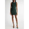 Alice And Olivia Coley Sequin Mini Dress In Forest Green