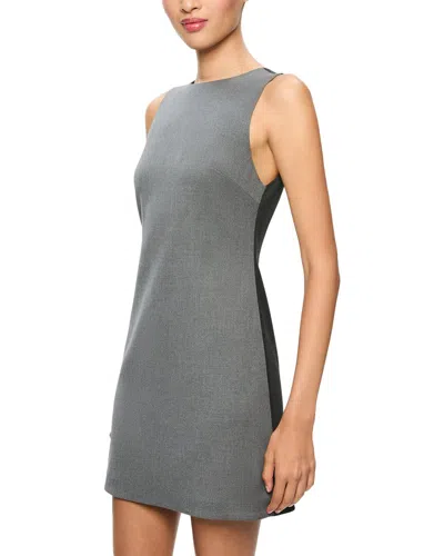 Alice And Olivia Coley Two-tone Crepe Mini Dress In Dark Gray