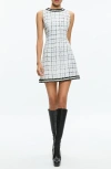 Alice And Olivia Coley Mini Dress In Off White/black