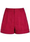 Alice And Olivia Alice + Olivia Conroy Cuffed Linen-blend Shorts