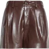 Alice And Olivia Alice + Olivia Conry High Waist Faux Leather Shorts In Brown
