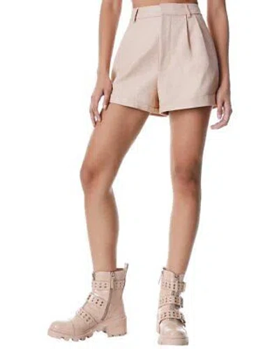 Pre-owned Alice And Olivia Alice + Olivia Conry Leather Pleated Cuff Short Women's In Calmond