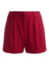 Alice And Olivia Conry Cuffed Linen-blend Shorts In Red