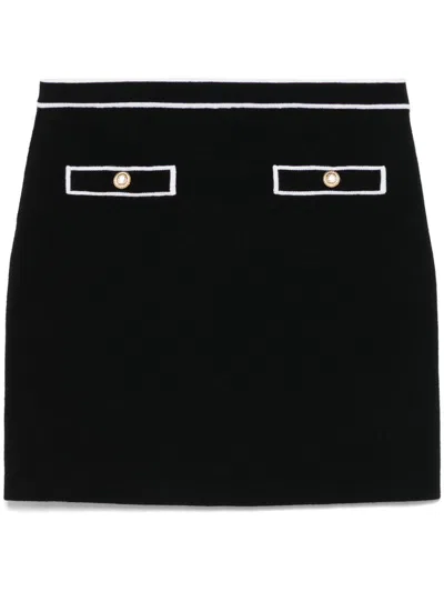 Alice And Olivia Alice + Olivia Contrast-trimmed Cotton Mini Skirt In Black
