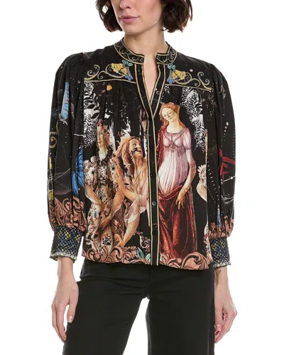 Alice And Olivia Alice + Olivia Cora Voluminous Button Down Blouse In Black