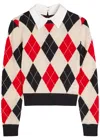 Alice And Olivia Carolann Collared Argyle Sweater In Multi