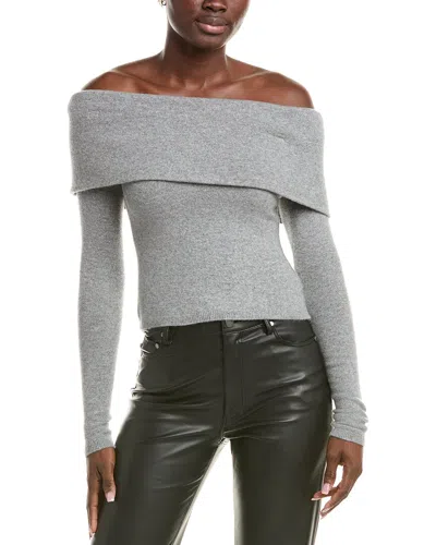 Alice And Olivia Alice + Olivia Coretta Off-shoulder Cashmere-blend Pullover In Gray