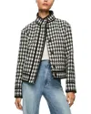 Alice And Olivia Kidman Two-fer Boxy Raw Edge Jacket In Black/off White