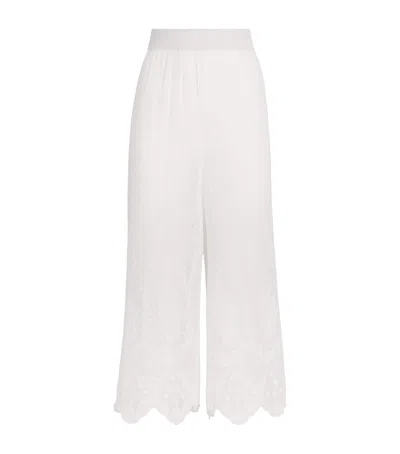 Alice And Olivia Alice+olivia Cotton Elba Wide-leg Trousers In White