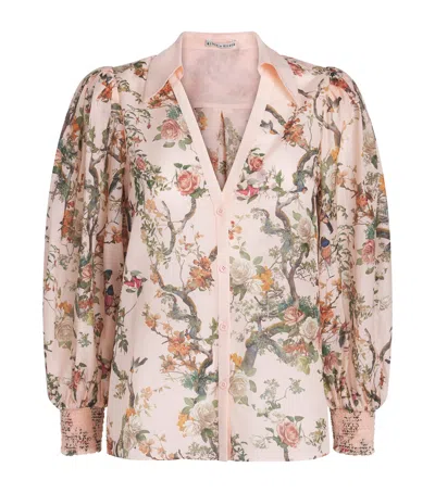 Alice And Olivia Alice+olivia Cotton-silk Floral Charis Blouse In Neutral