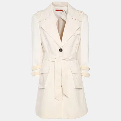Alice And Olivia Alice + Olivia Cream Cotton Belted Coat In White