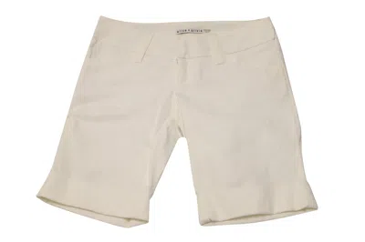Alice And Olivia Alice + Olivia Cuffed Bermuda Shorts In White Cotton In Beige