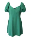 Alice And Olivia Alice + Olivia Dana Puff Sleeve Flare Dress In Green Polyester In Green