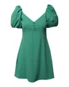 Alice And Olivia Alice + Olivia Dana Puff Sleeve Flare Dress In Green Polyester In Green