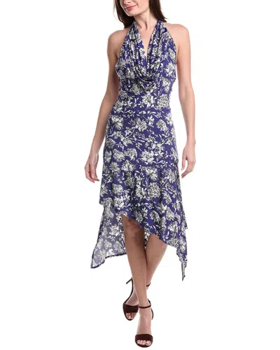 Alice And Olivia Alice + Olivia Dani Draped Cowl Asymmetrical Midi Dress In Blue