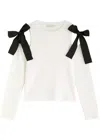 Alice And Olivia Dara Shoulder Slit Pullover In White And Black