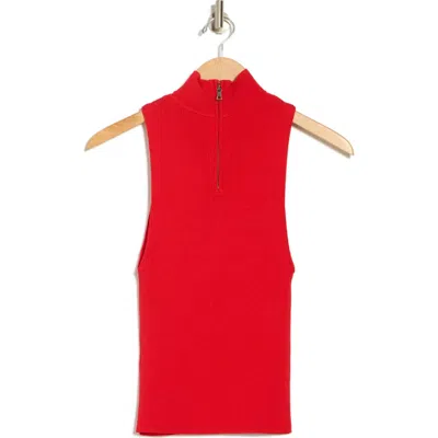 Alice And Olivia Alice + Olivia Darcey Quarter-zip Sweater Tank In Bright Ruby