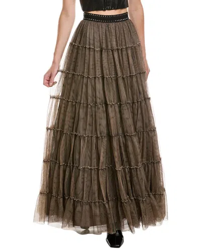 Alice And Olivia Alice + Olivia Darcy Tulle Maxi Skirt In Brown