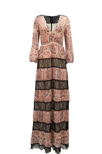 Alice And Olivia Alice + Olivia Darren Lace-paneled Printed Maxi Dress In Multicolor Polyester