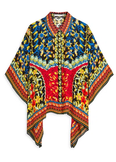 Alice And Olivia Alice + Olivia Deanne Printed Satin Blouse