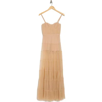 Alice And Olivia Alice + Olivia Deena Pleated Maxi Dress With Hot Pants In Almond