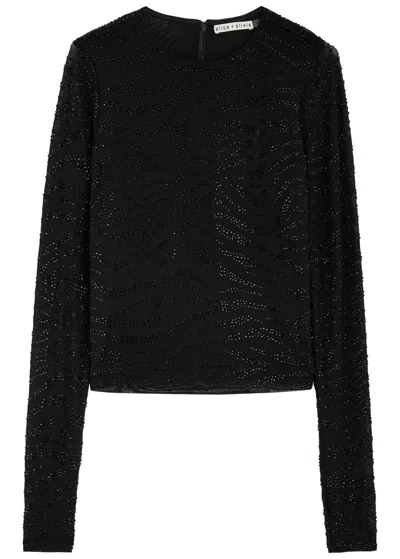 Alice And Olivia Alice + Olivia Delaina Embellished Tulle Top In Black