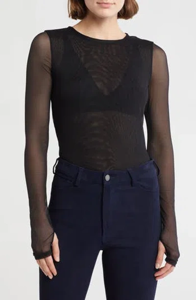 Alice And Olivia Alice + Olivia Delaina Layered Mesh Shirt In Black