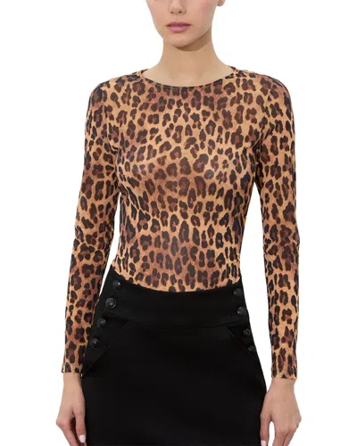 Alice And Olivia Alice + Olivia Delaina Mesh Top In Animal Print