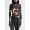 Alice And Olivia Delaina Long-sleeve Turtleneck Top In Black