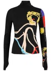Alice And Olivia Alice + Olivia X Tom Wesselmann Delaina Print Turtleneck Top In Black