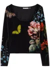 Alice And Olivia Alice + Olivia Delaina Printed Velvet Top In Multicoloured 1