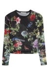 Alice And Olivia Alice + Olivia Delaina Sheer Mesh Crop Top In Multi
