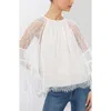 Alice And Olivia Delia Ruffle Angel Sleeve Tunic Top In White