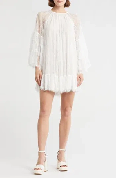 Alice And Olivia Delia Ruffled Tunic Dress In Off White